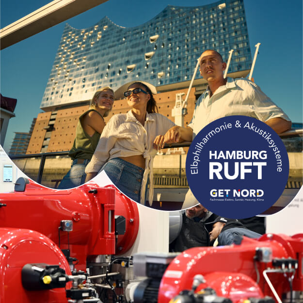 Kampagnenmotiv GET NORD: Hamburg-Highlight trifft Messethema